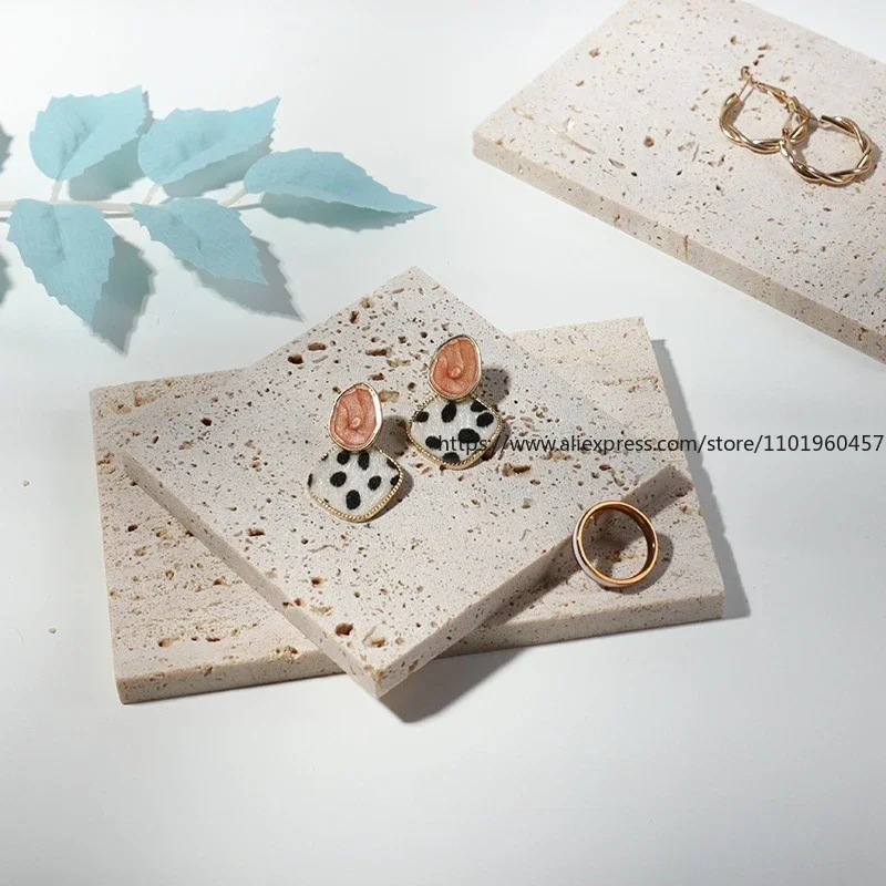 

Natural Stone Storage Tray Cosmetics Storage Pallet Ring Necklace Jewelry Display Stand Decoration Photography Props
