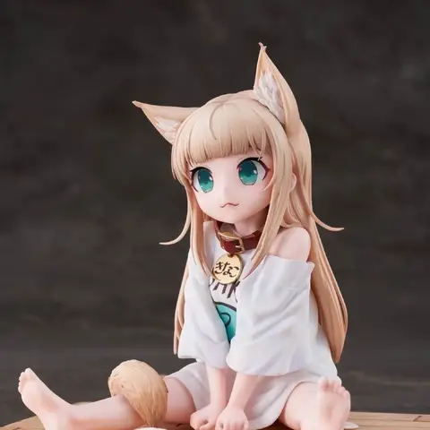Animefigur Cat Is A Kawaii Girl 8cm PVC Hobby Sojabönsmjöl Sitta Och Äta Fisk Små Bilprydnader Modell Dockleksaker Boxpackad 10 best sales neko bågfigur - №2