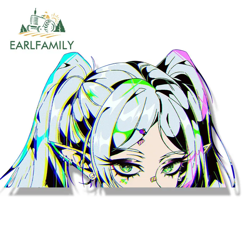 EARLFAMILY Gothic Punk Frieren Fanart Car Sticker Anime Sketch Waifu Big Head Decal JDM Cartoon Peek Girl All Out Attack Sticker