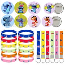 Stitch Disney Badge Portachiavi Figura anime Accessori per gioielli Decorazione festa di compleanno per bambini Spilla per cartoni animati Bracciale regalo