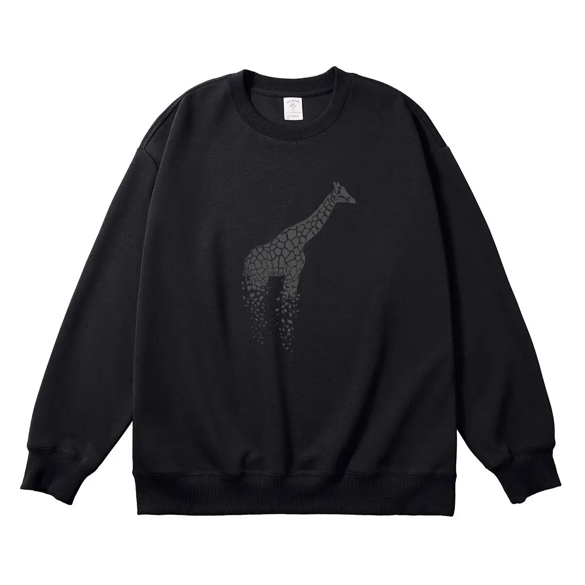 Oversized Women Pullover Grey Giraffe Graphic Woman Tops Female Sweatshirt Round Neck Long Sleeve Autumn Thick Clothes