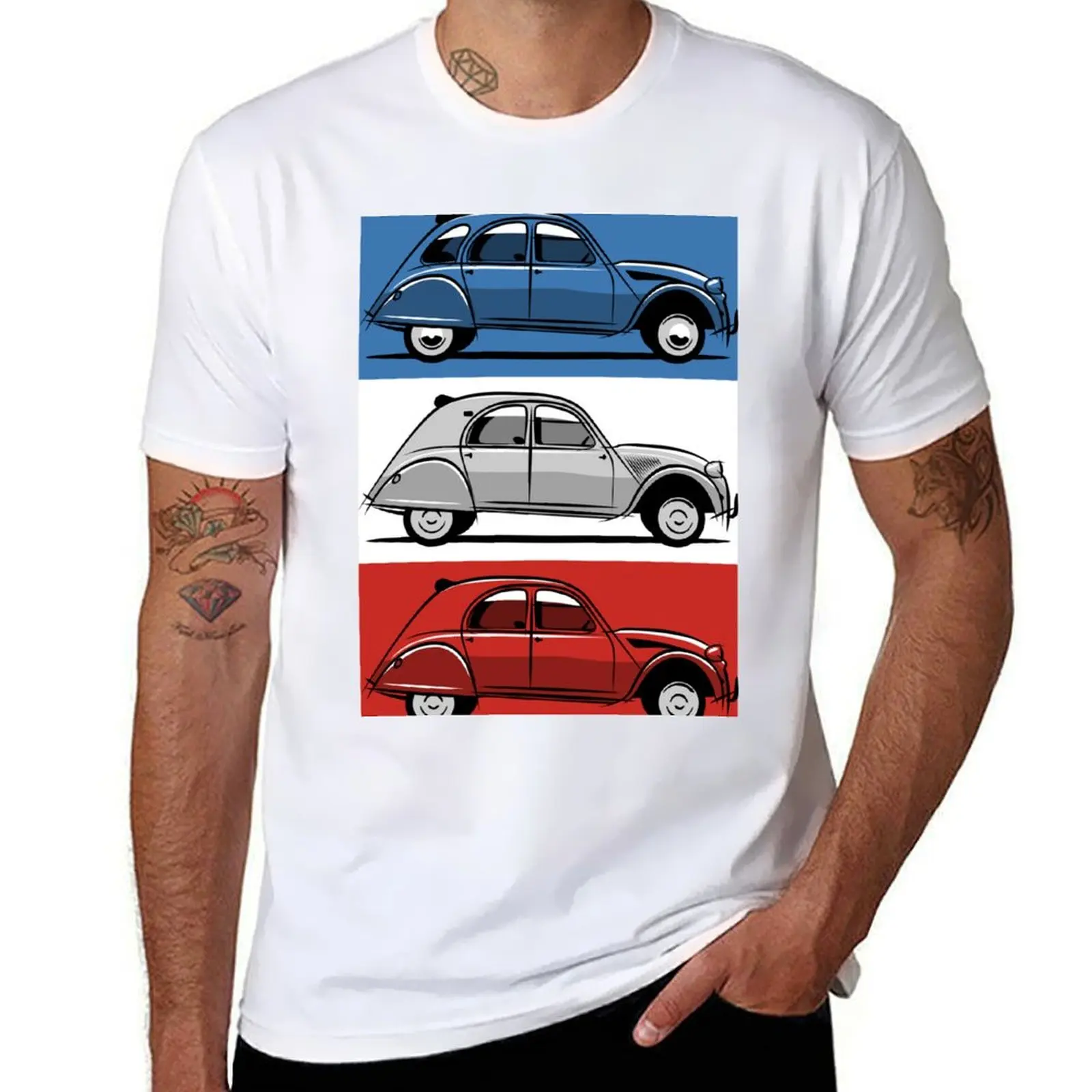 

white cotton red, blue pack 2CV and shirts T-Shirt man pack t Citron t for cotton shirt