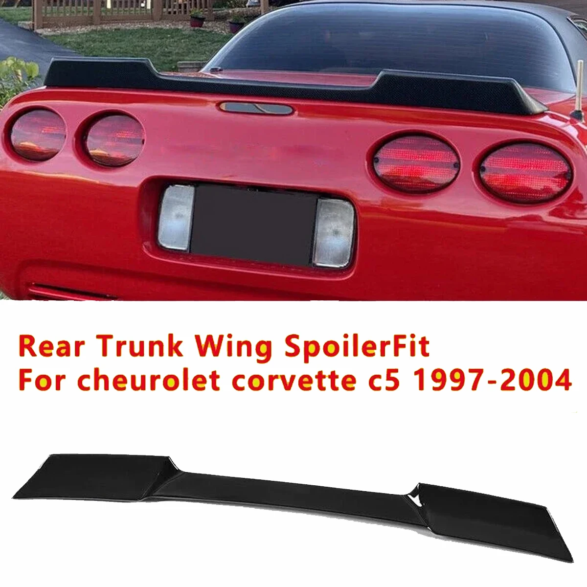 For 1997-2004 Corvette C5 ZR1 Carbon Look Rear Trunk Wing Spoiler Carbon fiber pattern and Bright black car Sports Accessories