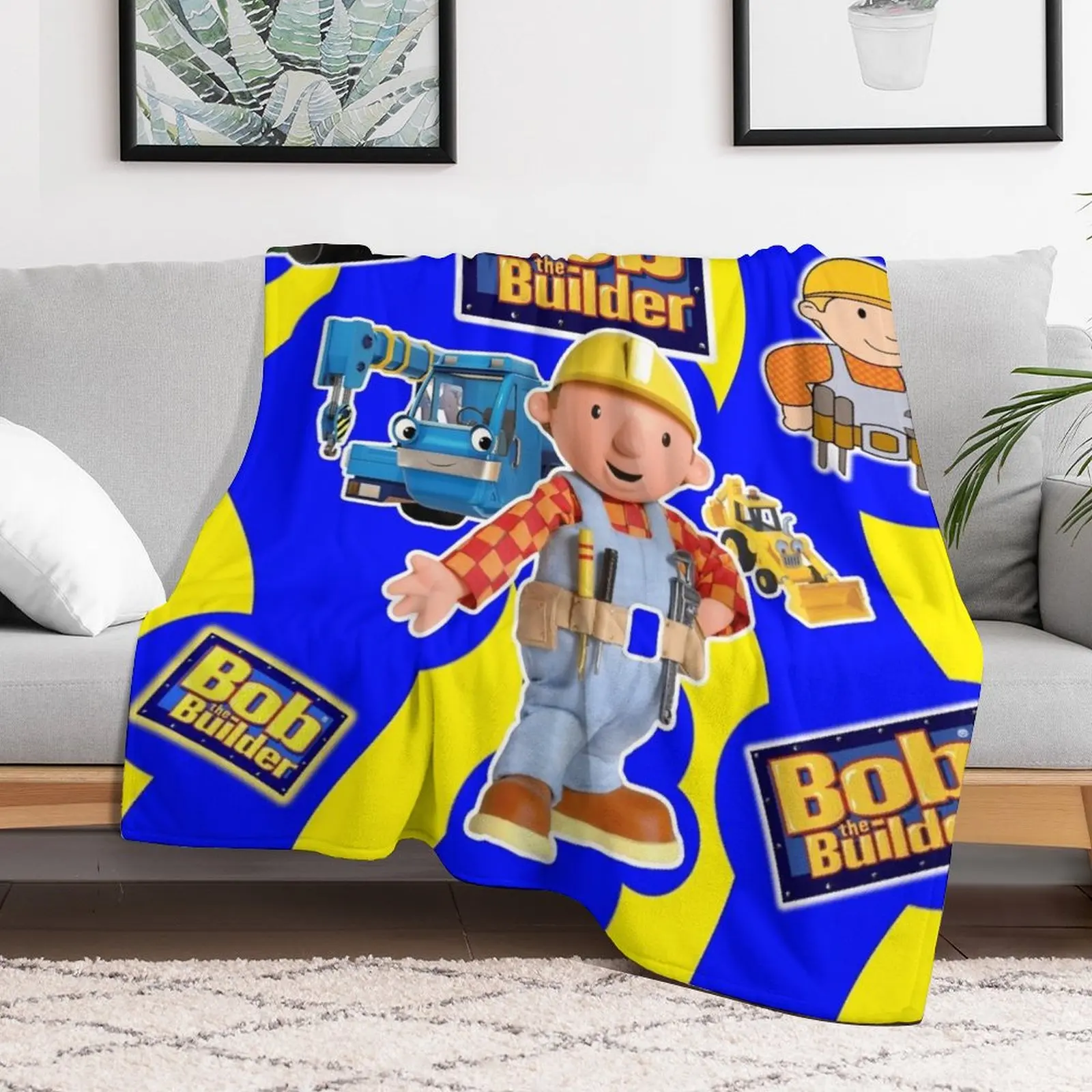 Bob The Builder Abstract Throw Blanket Blankets For Bed cosplay anime Travel Blankets