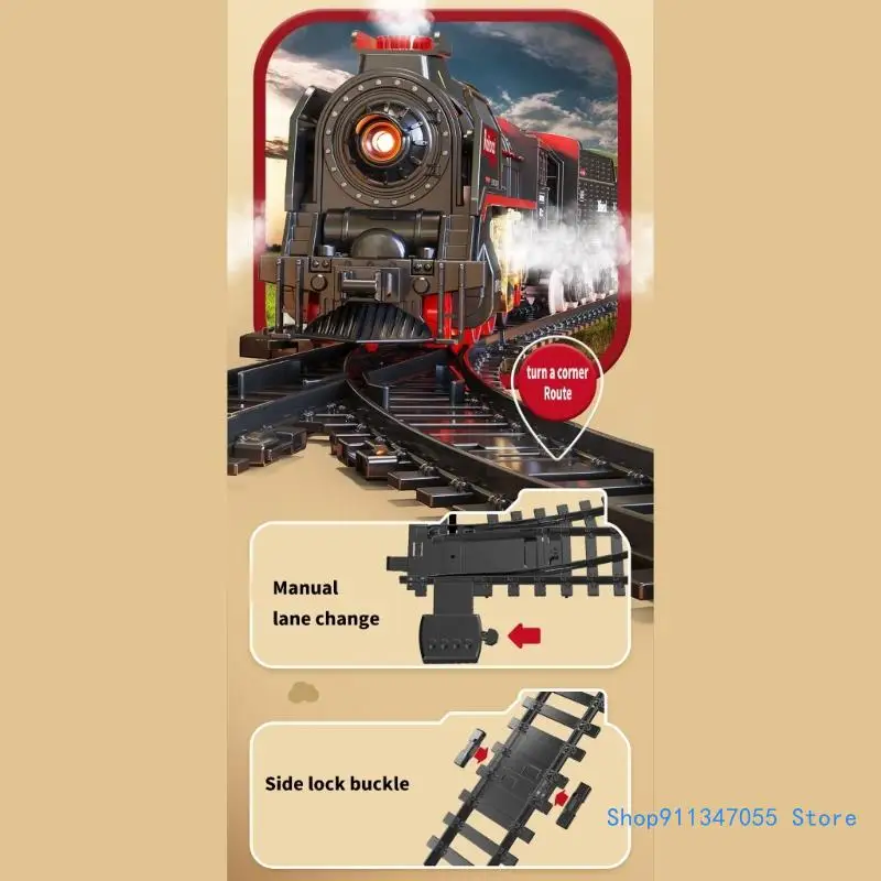 

Electric Train Track Set Retro Simulation Steams Train Model Set for Kids Boys Girls Children Railway Track Toy Drop shipping