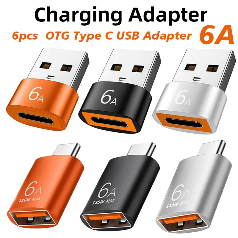 

NNBILI 6A USB-адаптер OTG с разъемом USB-C, 120 Вт, переходник USB-C (мужской) на Type-C (женский) для зарядки и передачи данных для Macbook, Samsung
