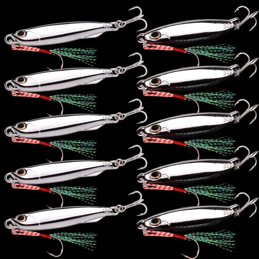 10 Stück/Set Metall-Guss-Jig-Löffel 15g 20g 30g 40g Köder-Set mit Haken für Casting-Jigging, Meerforellen-Angelköder, künstlicher Köder – Detail 7