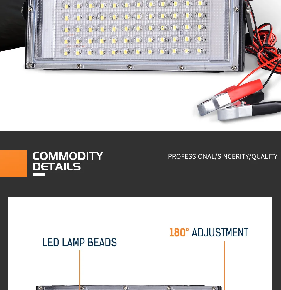 DC12V Led Flood Light 50W 100W Outdoor Floodlight Spotlight IP66 Waterproof Emergency Light Reflector Portable 12 Volt Led Light