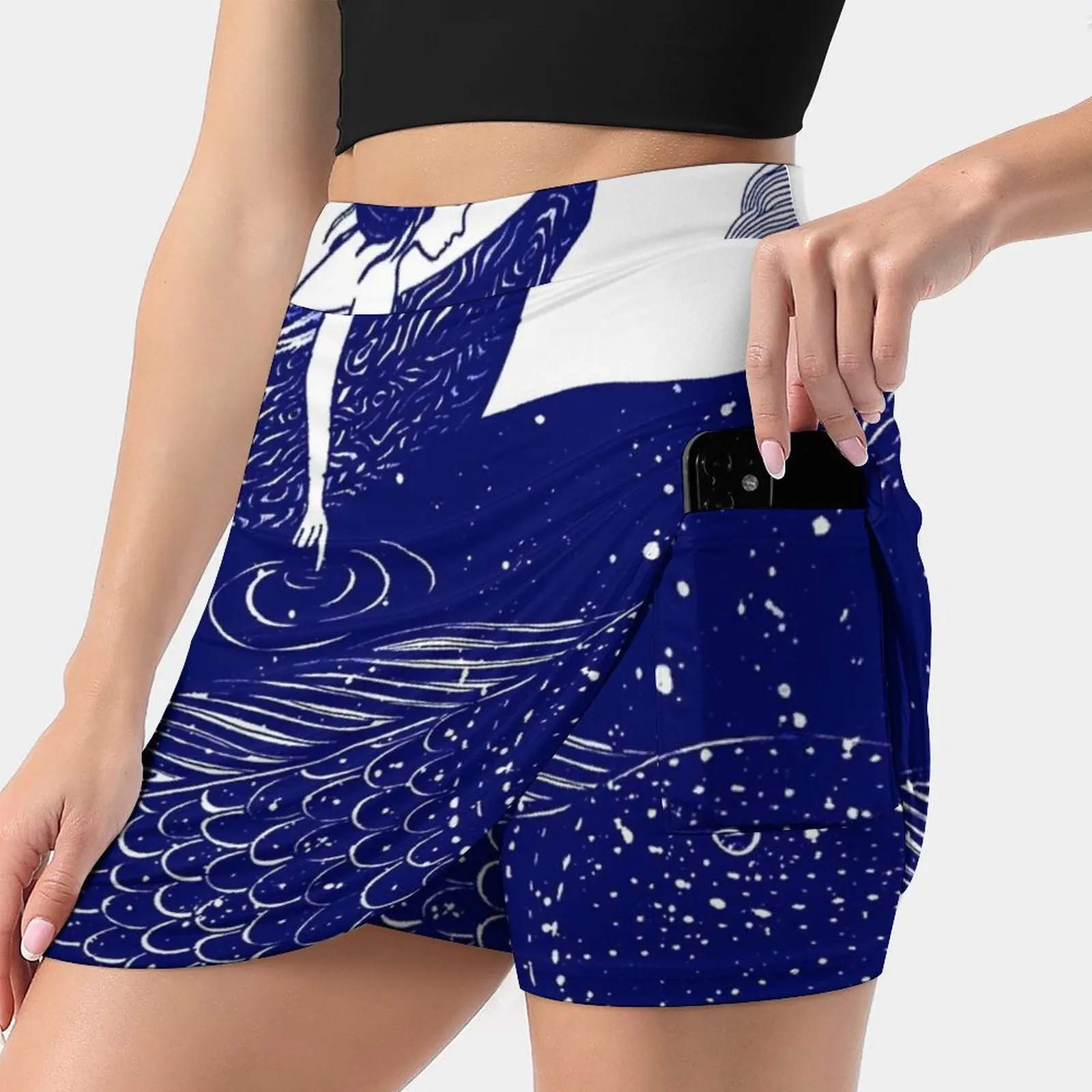 The Blue Shimmering Sea Lights Skirts Woman Fashion 2022 Pant Skirt Mini Skirts Office Short Skirt Ocean Sea Fish Sail Away