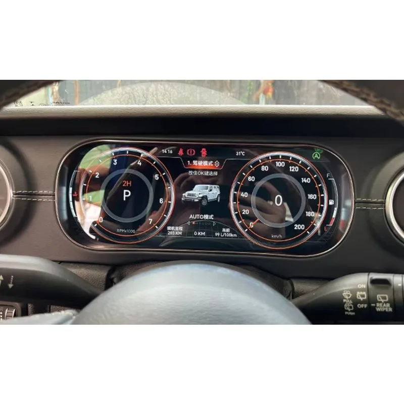 STLF CLRAK لـ Wrangler 18-22 12.3 "LCD مقياس سرعة الدوران لوحة الأدوات عرض الأميال للتحديث/الترقية