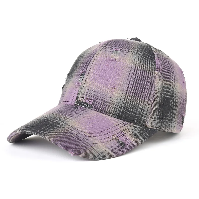Korean-style Spring and Summer Plaid Baseball Cap for Men and Women, Fashionable Gradient Color Outdoor Adult Sun Protection