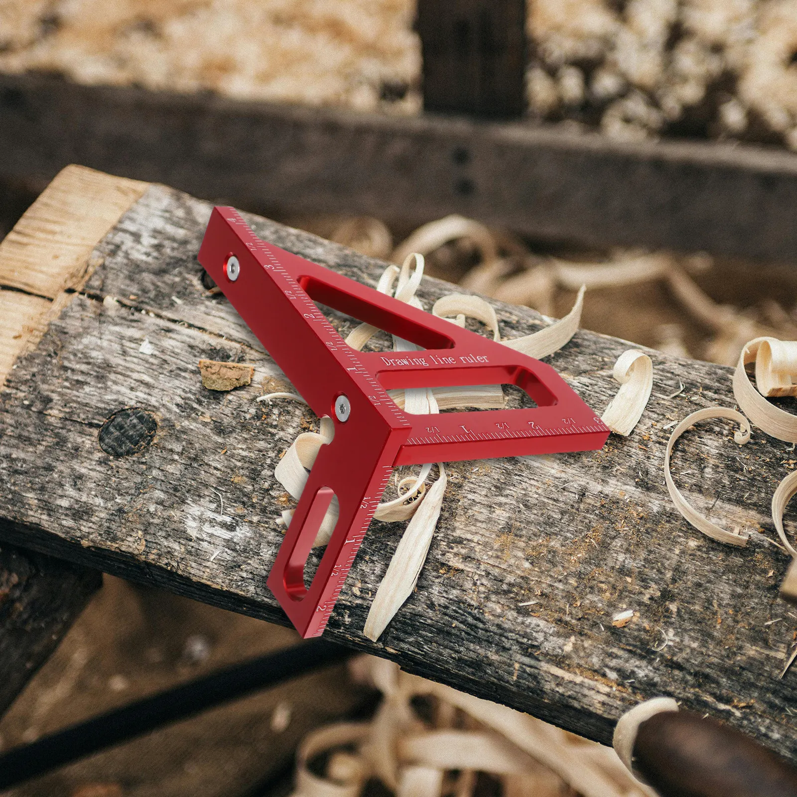 Triangle Scriber Carpenter Ruler 45 90 Degree Aluminum Alloy Square Multi Angle Measuring Tool Durable Woodworking Measuring