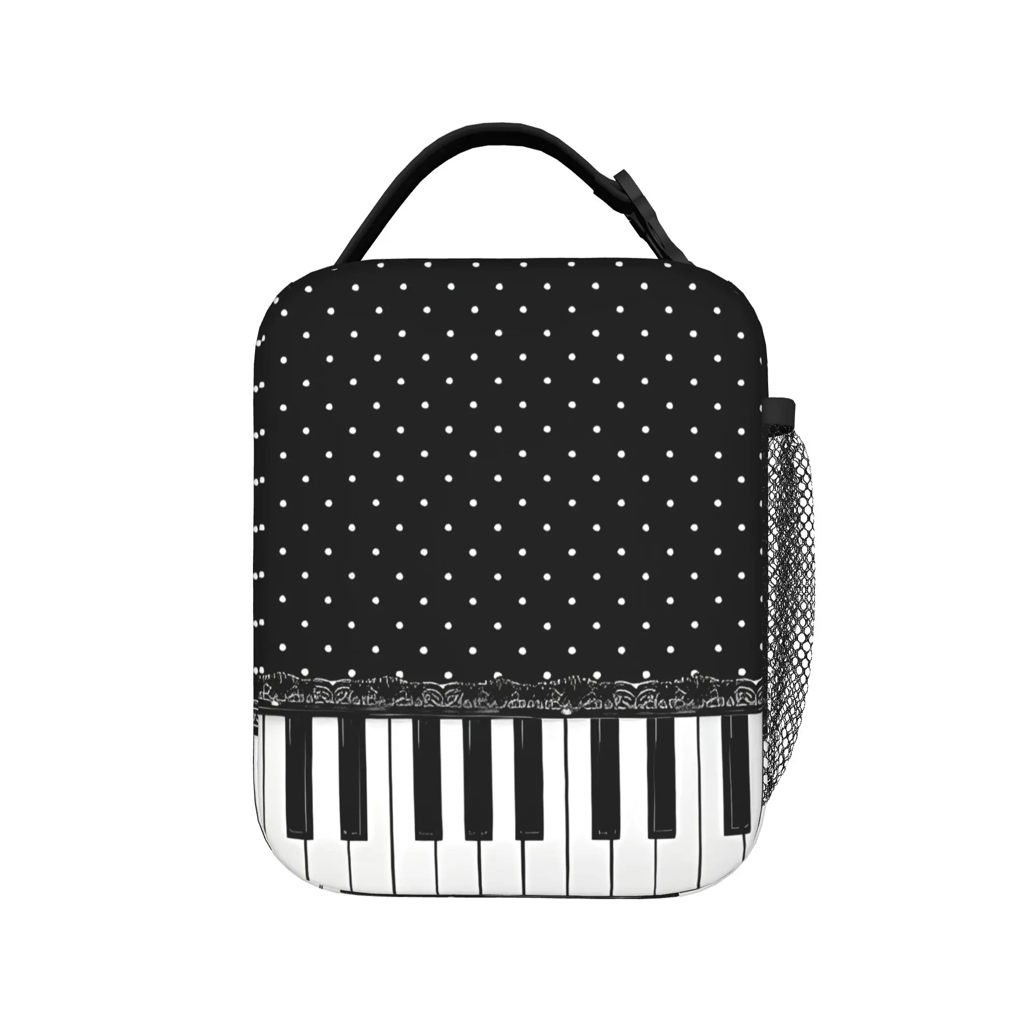 Personalized Piano Mochilas Mujer Polka Dot Print Lunch Bag Picnic Lunch Box For Child Tote Food Bags Oxford Portable Cooler Bag