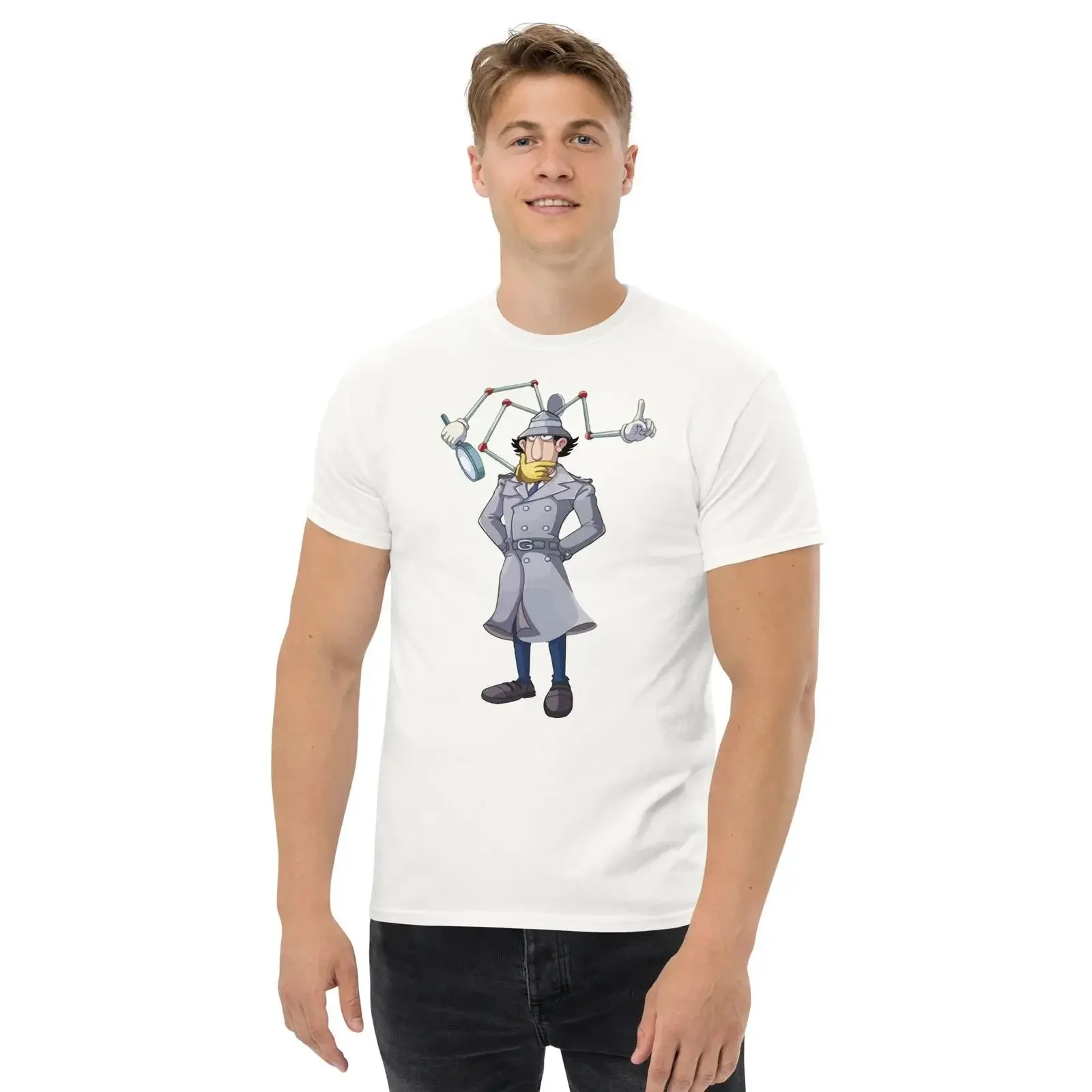 Inspector Gadget classic tee vintage Washed graphic Slightly homme Stylish Casual Soft designer clothes Breathable Comfortable