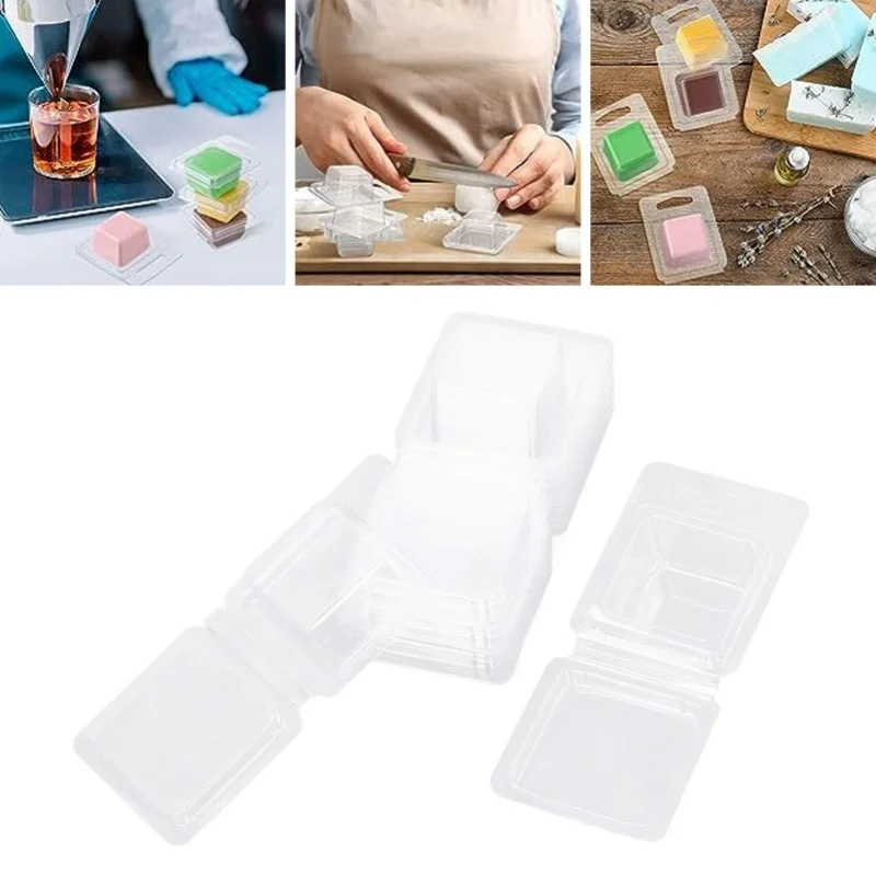 100PCS Wax Melt Molds Calmshell PET Separate Transparent Hanging Hole Empty Wax Melt Container For DIY Candles Chocolate view 4
