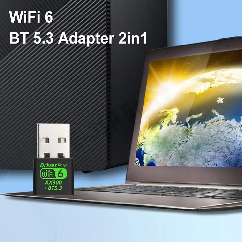 USB WiFi 6 بلوتوث متوافق 5.3 محول USB صغير واي فاي دونغل 900Mbps شبكة لاسلكية استقبال خارجي ثنائي النطاق 2.4/5.8 جيجا هرتز