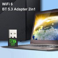 USB WiFi 6 Bluetooth-Compatible 5.3 Adapter Mini USB WiFi Dongle 900Mbps Wireless Network External Receiver Dual Band 2.4/5.8GHz