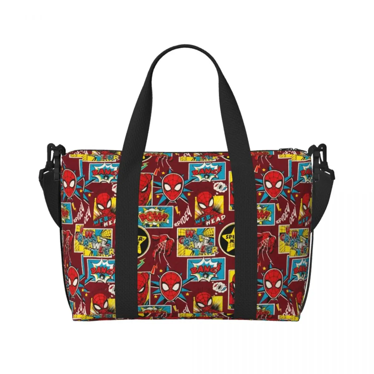 

Custom Large Action Spiders Comics Tote Bag Women Superhero Movie Shoulder Shopper Beach Gym Travel Bag