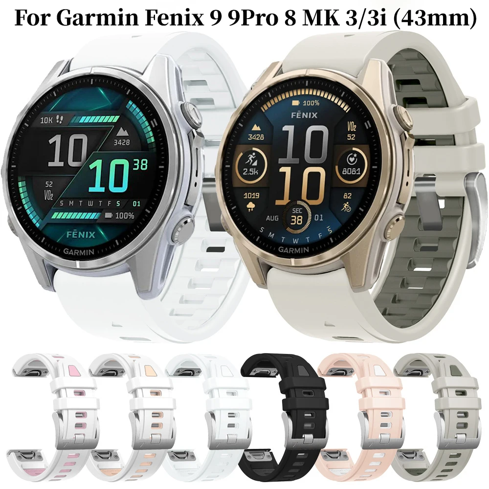Fashion QuickFit 20mm Silicone Wristband For Garmin Fenix 9 9Pro 8 43mm,7S 6S D2 Delta S,Epix Pro 2 Smart Watch Replacement Band