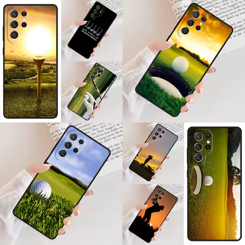 GOLF GOLFER GOLFING SUNSET Phone Case For Samsung Galaxy S24 S23 S22 S21 Ultra S10 Note 10 Pro S20 Plus FE S9 S8 Cover