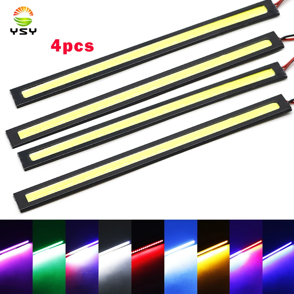 4pcs 17CM Super Bright Car Daytime Running Lights Waterproof 12V LED COB Car Auto Fog Light DRL Strip Lights Bar