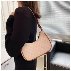 New Fashion Printed Shoulder Bag PU Leather Casual Cross Bag Crescent Moon -shaped Shoulder Shoulder Underarms Underxual Bags