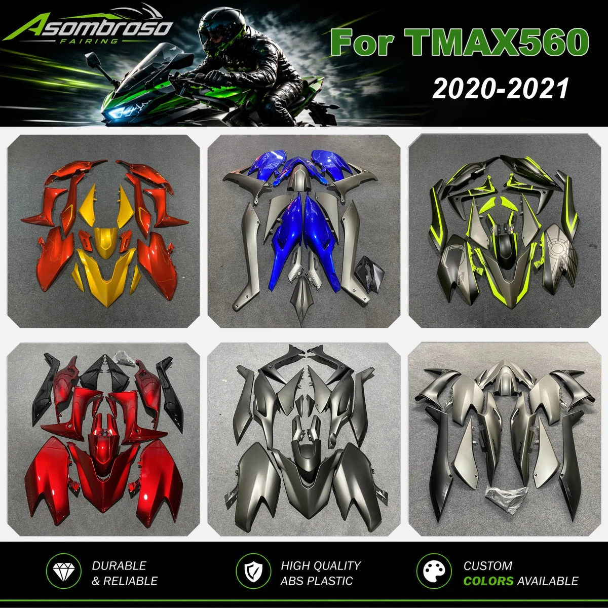 Kundenspezifischer Motorrad-Karosserie-Verkleidungssatz aus Kunststoff für TMAX 560 TMAX560 2020-2021