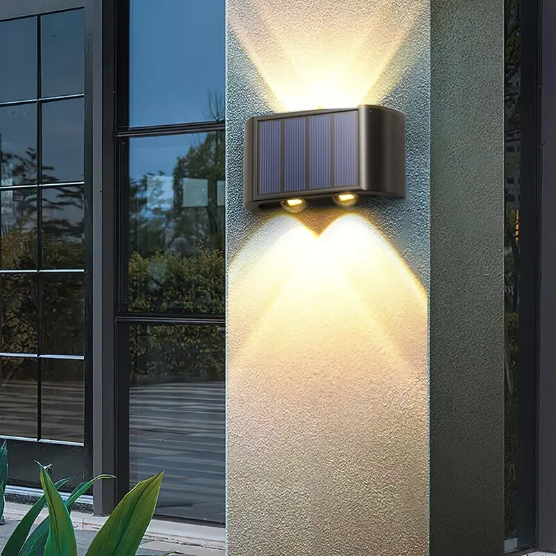 Outdoor Solar Wall Lamp 4 LED Waterproof Up and Down Luminous Yard Street Lighting Balcony Garden Porch Decoration Lights