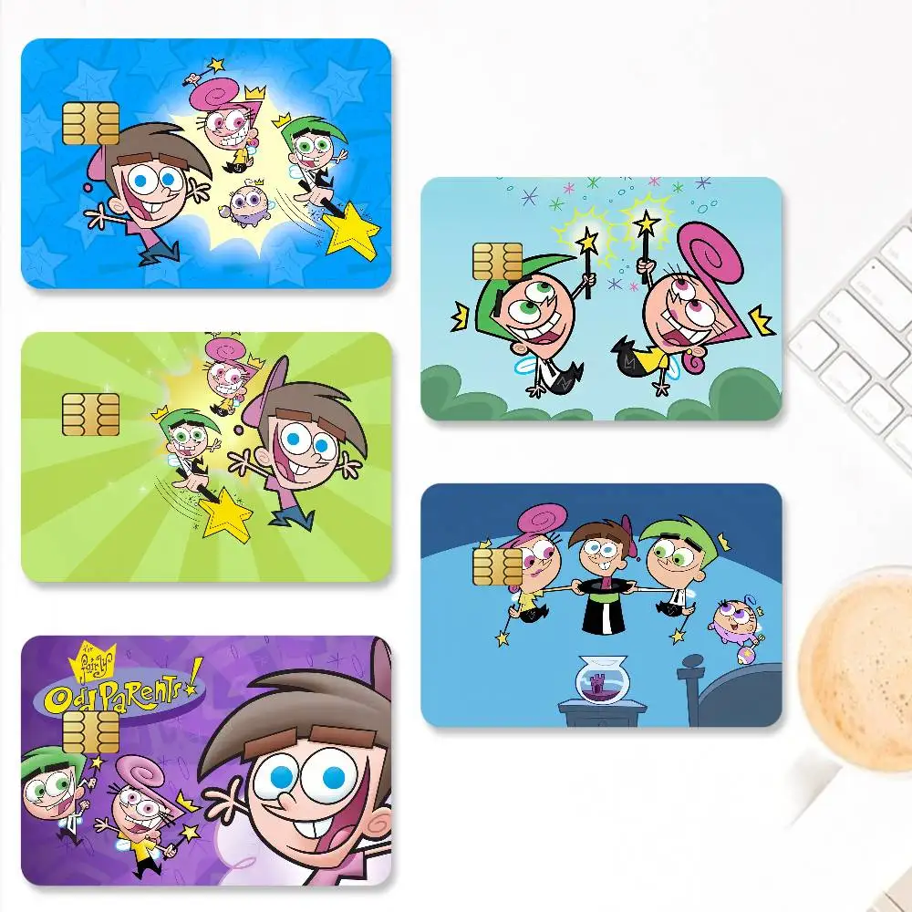 ملصقات بطاقات الائتمان الكرتونية The Fairly Oddparents لحماية الخصم البنك الزخرفية 4 قطعة ملصق مضاد للخدش ومقاوم للماء #1