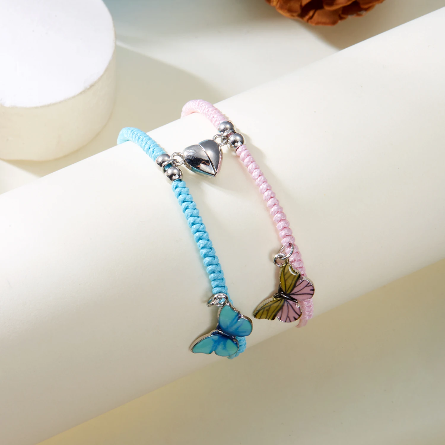 2 Teile/satz Schmetterling Paare Anhänger Leuchtendes Armband für Frauen Männer Minimalistisches Seil Geflecht Armband Freundschaft Schmuck Geschenke – Detail 21
