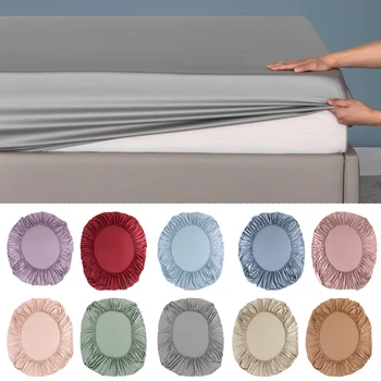 100% 대나무 장착 시트, 탄성 밴드 포함, 부드러운 냉각 침대 시트, 1000 스레드 카운트, 미끄럼 방지 매트리스 커버, 퀸 킹 침대용 