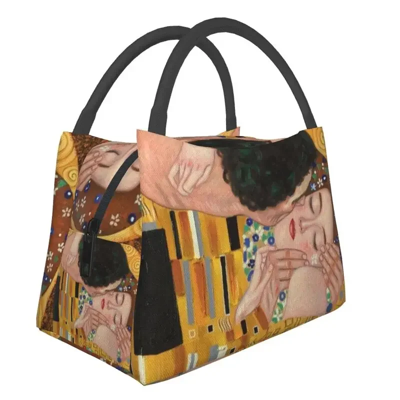 

The Kiss By Gustav Klimt Thermal Insulated Lunch Bags Women Painting Art Resuable Lunch Tote Travel Storage Meal Food Box