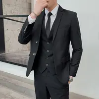 Traje de Color Sólido para Hombre, Elegante, Estilo Coreano, para Banquete de Negocios, Vestido Formal, Boda Informal (Blazer+Chaleco+Pantalones)