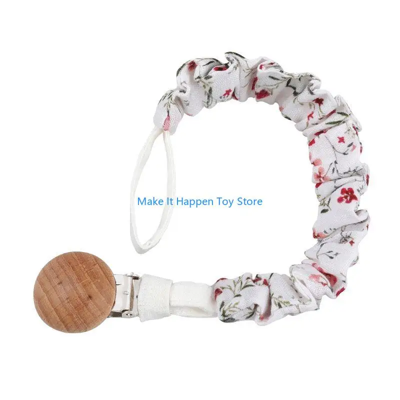 

28EC Baby Cotton Pacifier Chain Beech Pacifier Clip Infant Teething Holder