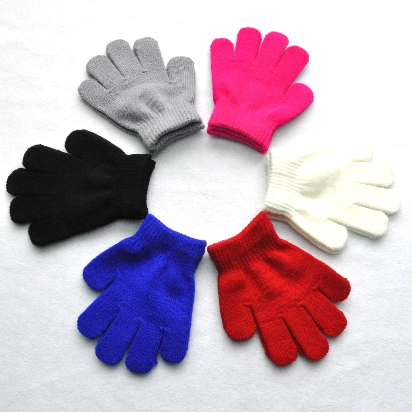 Children Knitted Gloves Winter Kids Pupil Student Solid Furry Full Finger Mittens Autumn Writing Warmer Hand For 3-7 Years Old