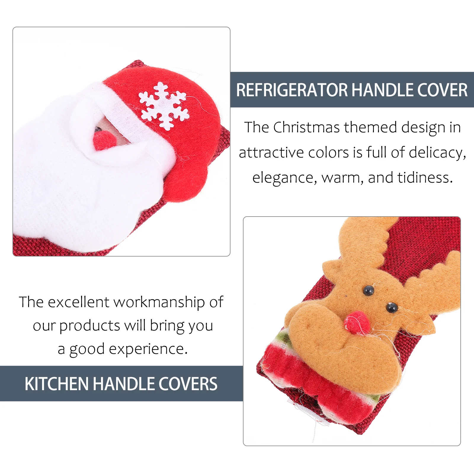 4Pcs Xmas Refrigerator Handle Covers Kitchen Handle Protectors Cold Proof Fingerprint Resistant Xmas Oven Microwave Covers