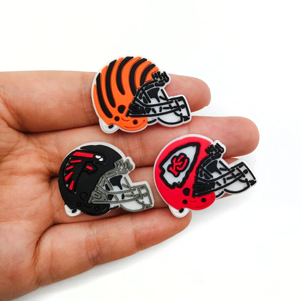 Rugby Team Helmet Collection Shoe Charms DIY Shoe Decorations Accessories Decorations Sandal Decorate for Crocs Kids Gift