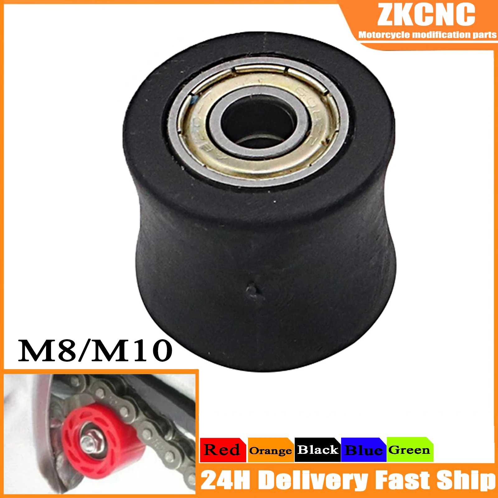 Motorcycle 8mm 10mm Drive Chain Roller Pulley Wheel Slider Tensioner Wheel Guide For Street Bike Enduro Motocross ATV CRF CR XR