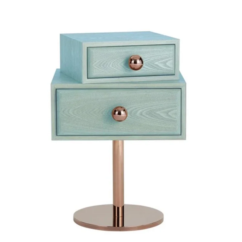 

American simple modern fashion model room green double bedside table edge few corners mini color decorative cabinet