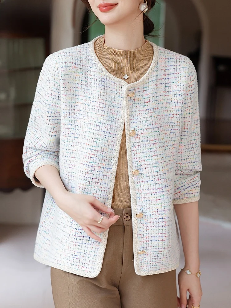 

Ele ort Sle Jaet for Middle-Aged Mothers Autumn Faion Outerwear Casual Loose Fit Button Detail Coat