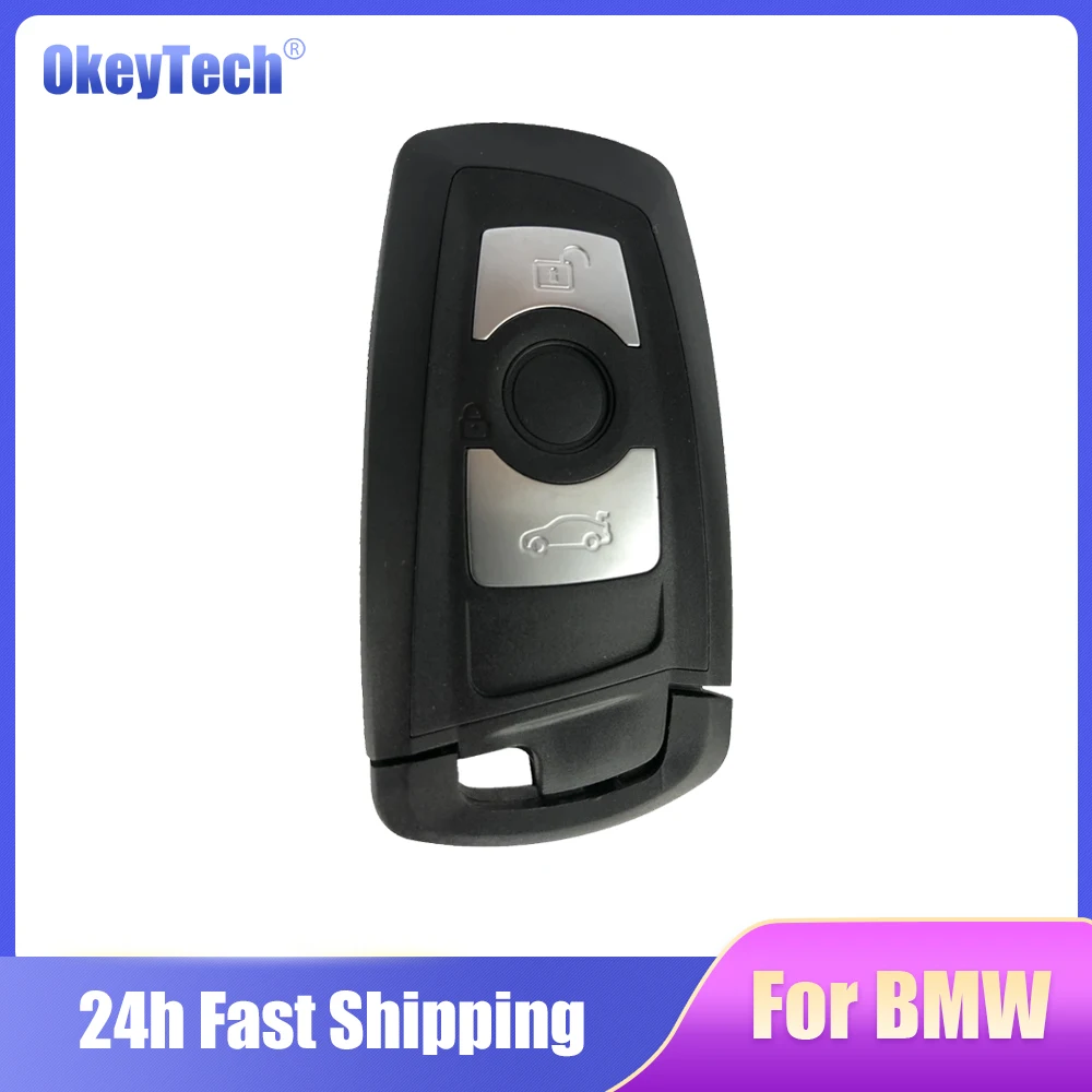 

OkeyTech Remote Smart Car Key Shell 3 Buttons For BMW 1 3 5 6 7 Series X3 X4 Key Fob Replacement Protector Case