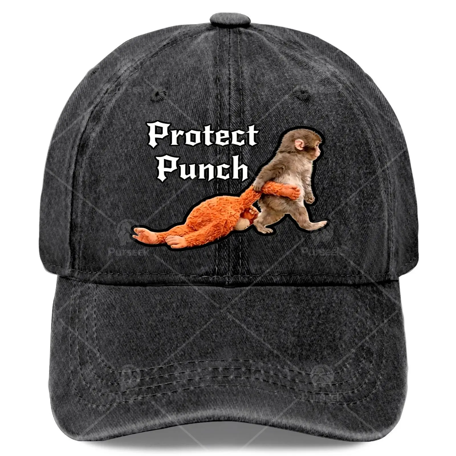 Protects Babys Monkey Punchs Baseball Hat Unisex Stylish Washed Distressed Cap