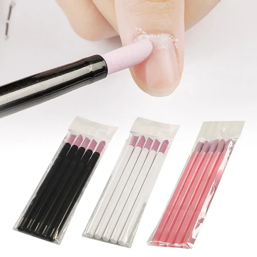 5Pcs Nail Art Quartz Grinding Pen Cuticle Dead Skin Remover Scrub Nail File Gel Polish Removal Stick Manicure Cuticle Pusher