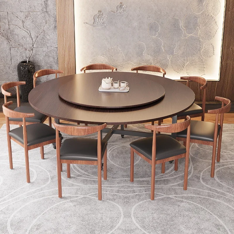 

Solid wood dining foldable round household small apartment dining antique dining restaurant