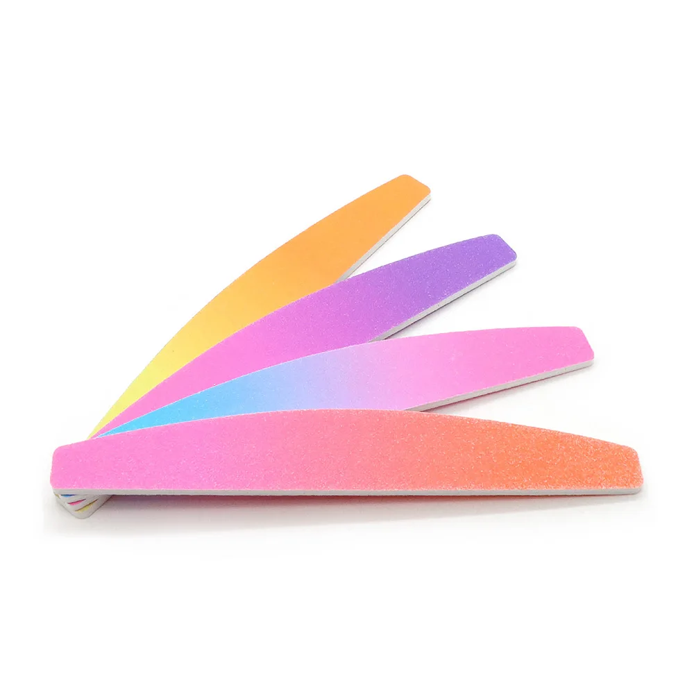 6 قطعة مجموعة مبرد أظافر نصف القمر 180/180 ملون حصى الرملي المهنية مانيكير ملف عازلة تلميع الأظافر ملف العناية بالأظافر أدوات #6