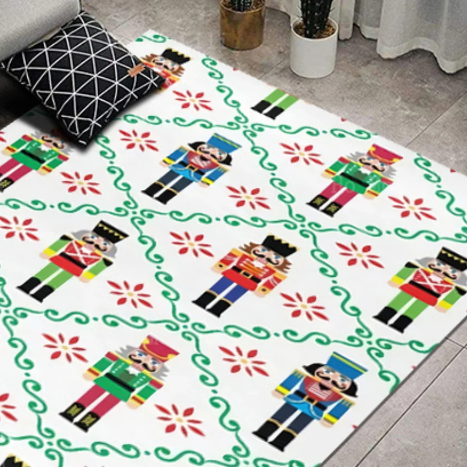 Christmas Nutcracker Soldiers Stand In Rows Unique Art Non Slip Flannel Floor Rugs By Ho Me Lili