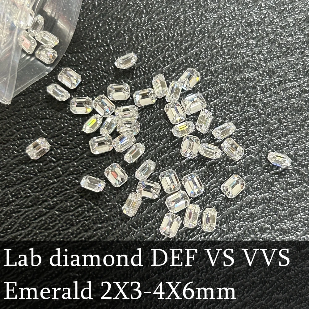 Emerald Cut Lab Created Diamond DEF VS VVS 2x3mm-4x6mm Melee Diamond Stones For Jewelry