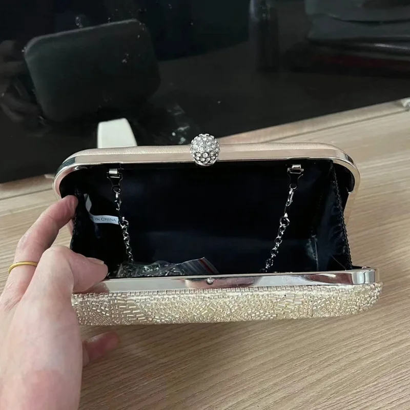 Luxury Evening Bags Beading Hard Clutch Bag for Women Prom Banquet Dress Matching Handbags Fashion Ladies Purses Bolso Mujer