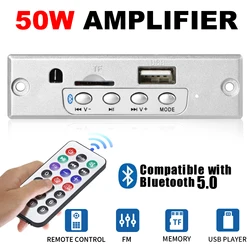 2*25W 50W Amplifier DC 6-12V MP3 Decoder Board Bluetooth 5.0 12V Car MP3 Player USB FM Call Recording Support Folder Switching