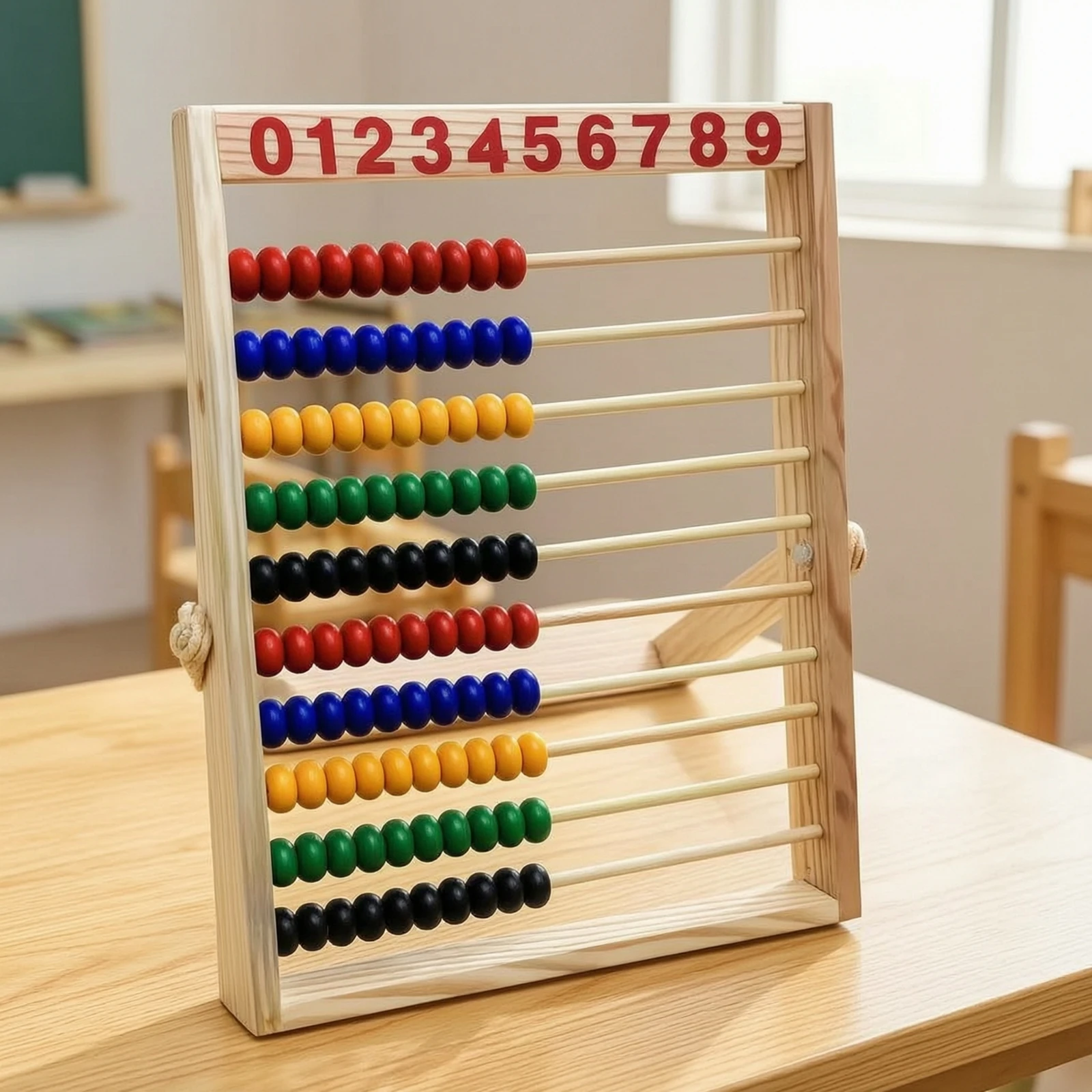 Wooden Abacus Classic Abacus with Beads Counting Frame Hardwearing Math Toy Smooth for Preschoolers, Homeschooling, Classroom